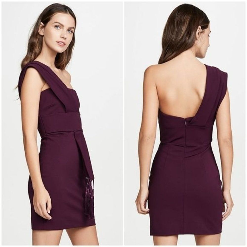 Cushnie Women's Scarf Detailed One Shoulder Dress Zip Back Plum Purple Size 6